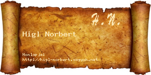 Higl Norbert névjegykártya